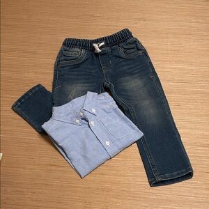 Children's Place Long Sleeve Button down & Blue Cat & Jack Jeans  Size 18 mos.